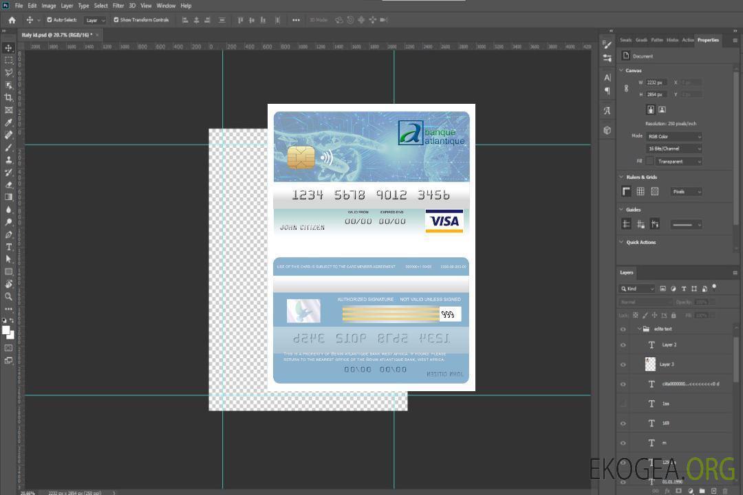 Carte visa bancaire Bénin Atlantique template